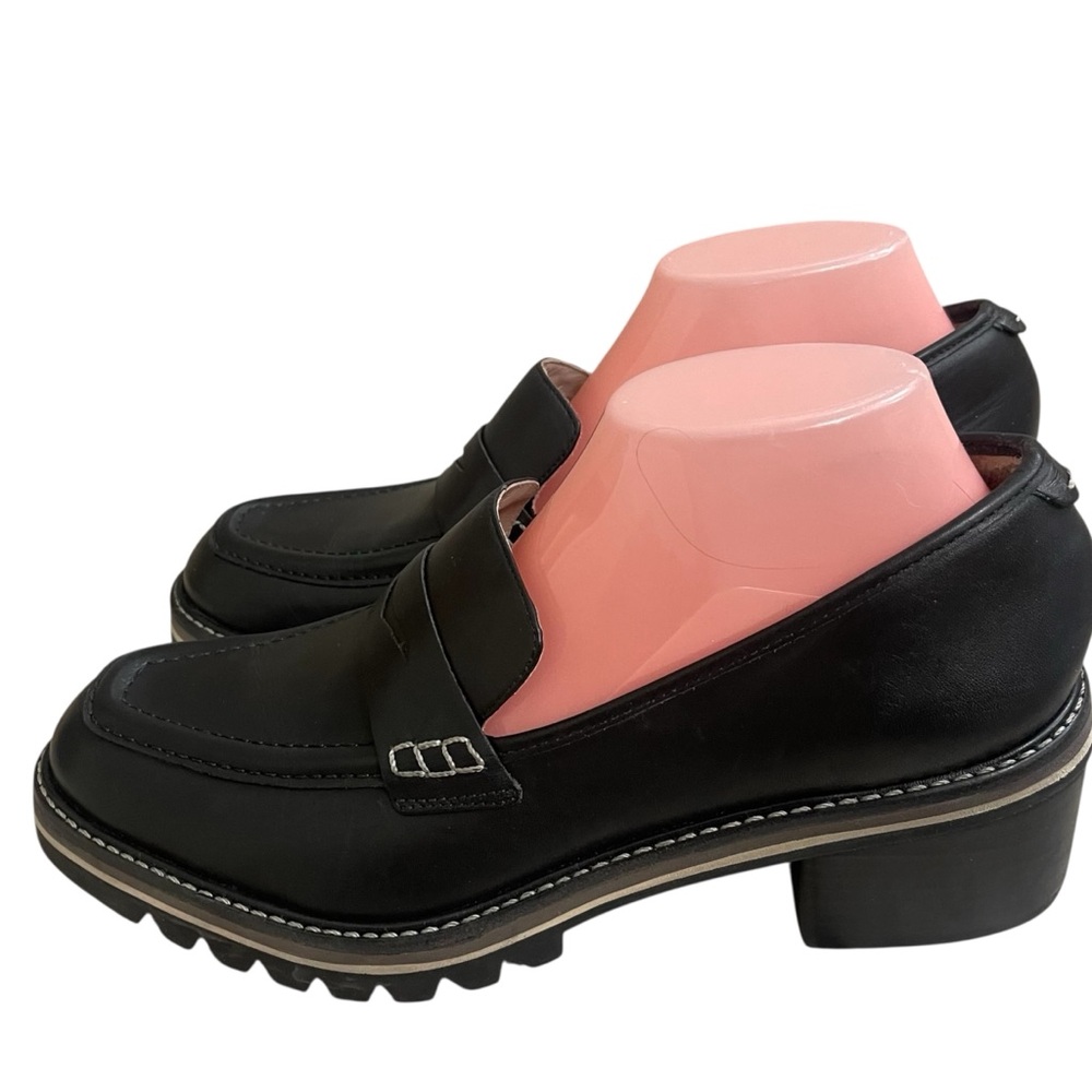 Bernardo black leather loafers 90s style womens size 11 m Chunky‎ Y2K Read!!